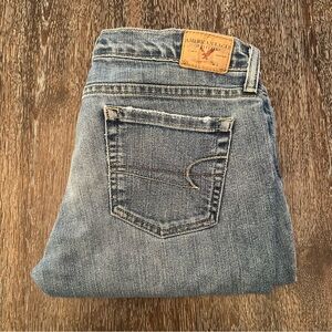 American Eagle Stretch Skinny Flare Denim Blue Jeans Size 8